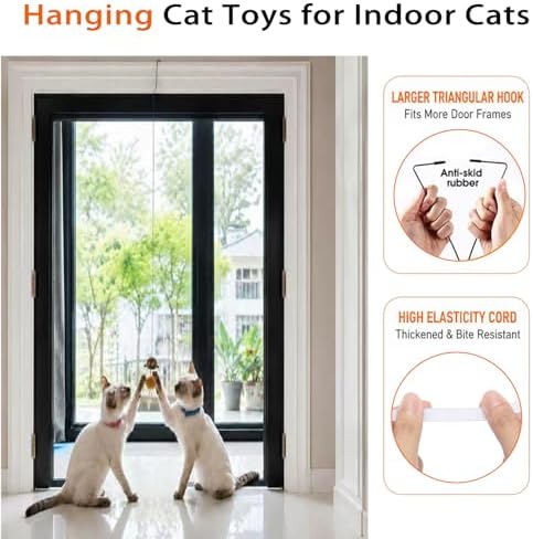 Cat Toys for Indoor Cats,Interactive Door Hanging Cat Toys Attached with Catnip/Feathers/Birds/Worm Toys for Cats/Kitten Toys(3 Pack) - Image 3