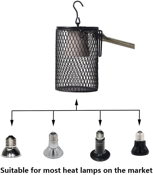 Bird Heat Lamp, Protective Reptile Heater Guard- Mesh Cage Lampshade Cover for Various Pets Including Reptiles
