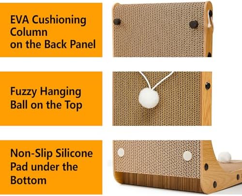 Value 2-Pack 23.6 Inch L-Shaped Cardboard Cat Scratcher, Dual Use (Vert/Horiz) Scratch Pad with Toy Balls, Wall-Mountable Furniture Protector Cat Scratchers for Indoor Cats - Image 6