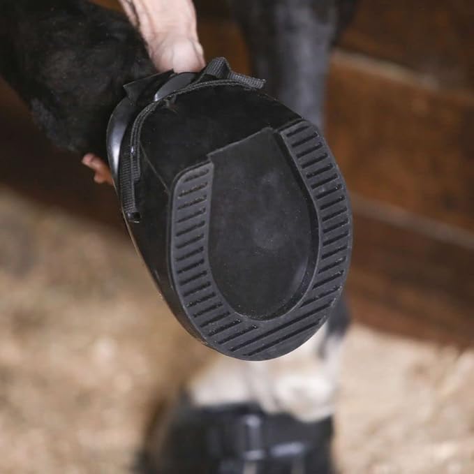 Dura-Tech Protective Rubber Horse Boot | Ultimate Hoof Protection | Ideal Between Trims or Lost Shoes | Easy Slip-On Style | Secure 1" Wide Adjustable Strap | Non-Slip Traction Bottom