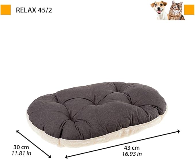 Ferplast Relax Dog Cat Bed, 43 x 30 x 5 cm (L x W x H), Grey