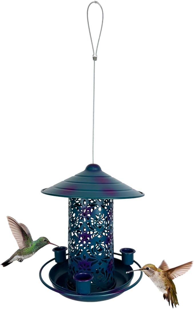 Bird Water Feeder Garden Decorations Multiple Feeders Easy Filling Metal Hanging Food Station Food Trays for Outside