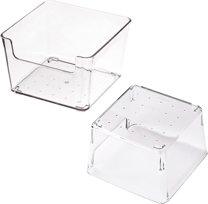 2 Pack Transparent Aquarium Tank with Climbing Ramp, Crab Habitat for Small to Medium Hermit Crabs