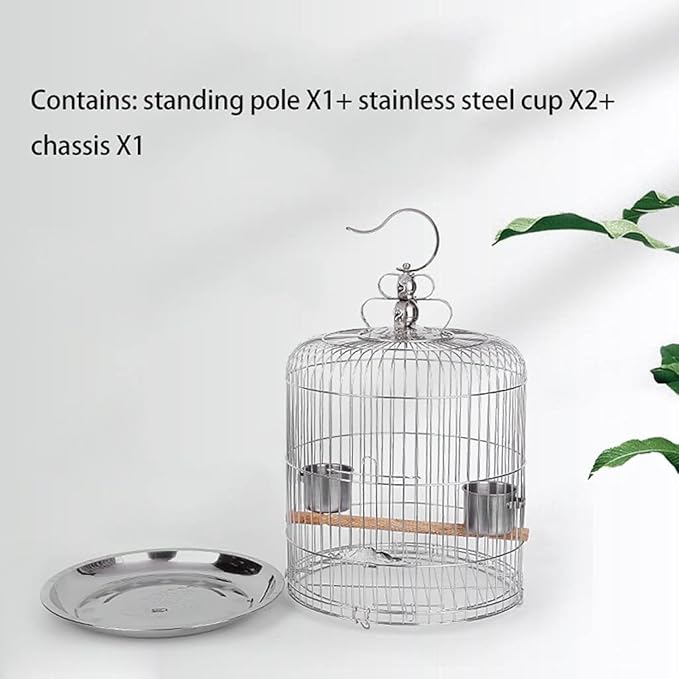 Metal Bird Cage Portable Hook Bird Carriers for Home Outdoor Garden Hanging Flying Bird Cage Easy to Clean Birdcage，40cm/15.7in