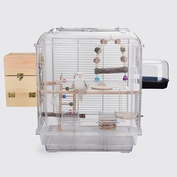 Birdcages Clear Hanging Bird House Acrylic Bird Travel Carrier Cage Bird Carrier Feeding House Portable Bird Cages for Home,