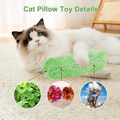 Rishoesu 3 Pcs Interactive Cat Toys Cat Pillows, Soft and Durable Crinkle Sound Catnip Toys, for Indoor Cats Funny Kitten Toys Exercise - Image 3