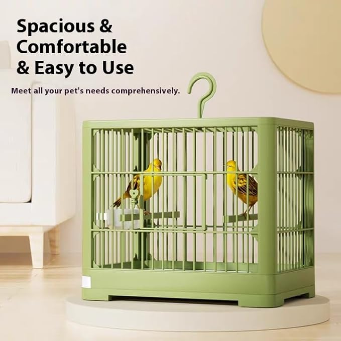 2026 New Bird Carrier Cage, Travel Bird Cage, Portable Bird Carrier, Small Birds Lightweight Parrots Cage, Detachable Tray Hook Handle Easy Transport Bird House for Travel Outdoor (Light Green)