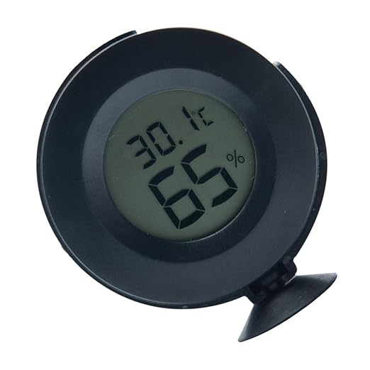 BESPORTBLE 1pc Reptile Hygrometer Thermometer LCD Display Accurate Temperature and Humidity Monitor for Terrariums Snakes Lizards and Turtles Powerful Cup for Easy Installation