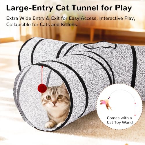 Tempcore Cat Tunnel, 3-Way Collapsible Toy, Large Size Grey Coin - Image 3