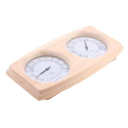 DECHOUS Wooden Hygrothermograph for Sauna Durable Temperature Humidity with Dial Easy to Read Pointer Celsius Scale for Indoor Use and Terrariums