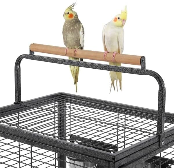 26inch Portable Wrought Iron Bird Cage Travel Bird Carrier Parrot Cage with Wooden Handle