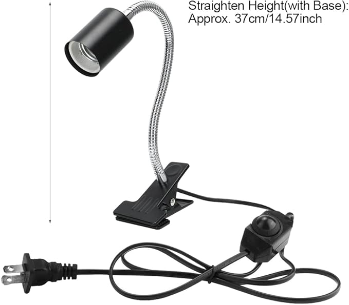 Rotating Adjustable Temperature for Bird Lizard Snake Aquarium Heat Lamps Light Bulbs Reptile Lamp Fixture Holder Clamp, 360 Degreesfor Bird Lizard Snake (US Plug 110V)