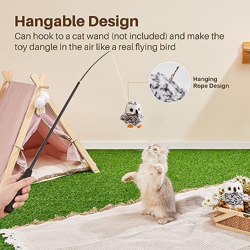 Potaroma Flapping Owl Cat Toys (No Flying), Lifelike Bird Chirp, Rechargeable Touch Activated Kitten Toy, Interactive Catnip Kicker Exercise Toys 4.0" for All Breeds - Image 6