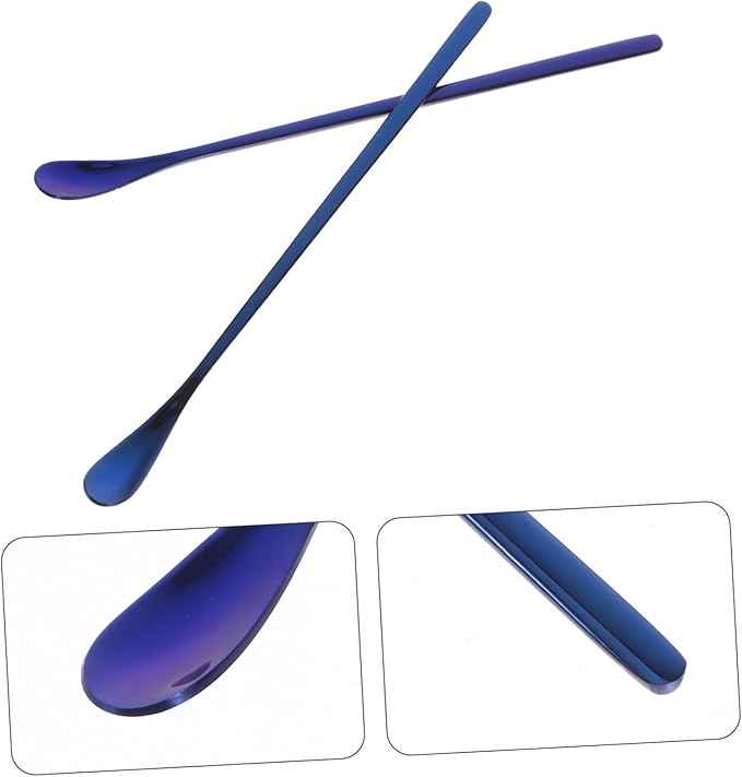 2pcs Reptile Feeding Spoon Long Handle Stainless Steel Pet Food Tools for Lizards Convenient Feeding Supplies for Small Animals Blue