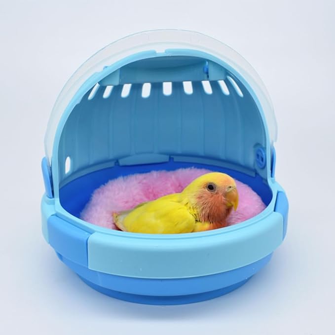 Portable Parrot Carrier Cage with Handle Design, Small Handheld Birds Travel Case with Warm Plush Nest for Small Parrots and Young Birds