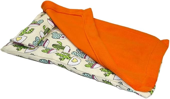 HAICHEN TEC Bearded Dragon Sleeping Bag with Pillow and Blanket Soft Bed Habitat Decor Cage Accessories for Reptile Bearded Dragon Leopard Gecko Lizard (Orange)