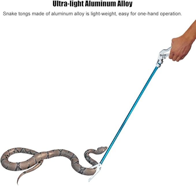 IC ICLOVER 52 Inch Aluminum Alloy Snake Tongs, Professional Standard All-in-One Reptile Grabber Rattle Snake Catcher Wide Jaw Handling Tool with Lock and Grip Handle