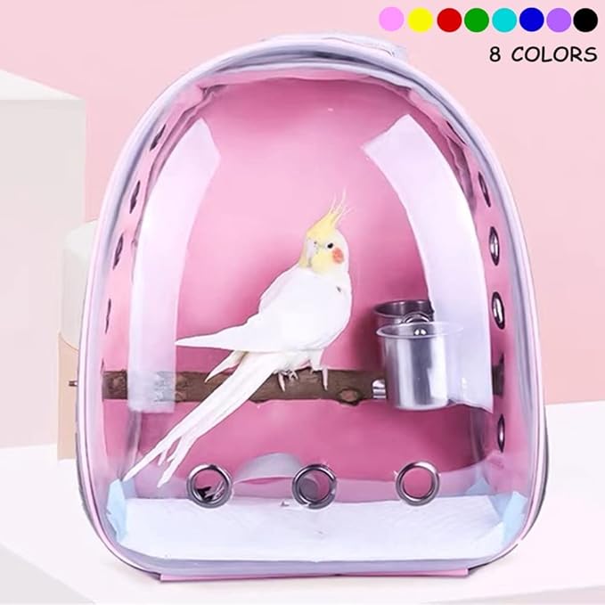 Birdcages Portable Bird Cage Parrot Carrier Backpack Travel Bag with Prech and Feeder Acrylic Transparent 360° Sightseeing Pet Accessories,Type A7