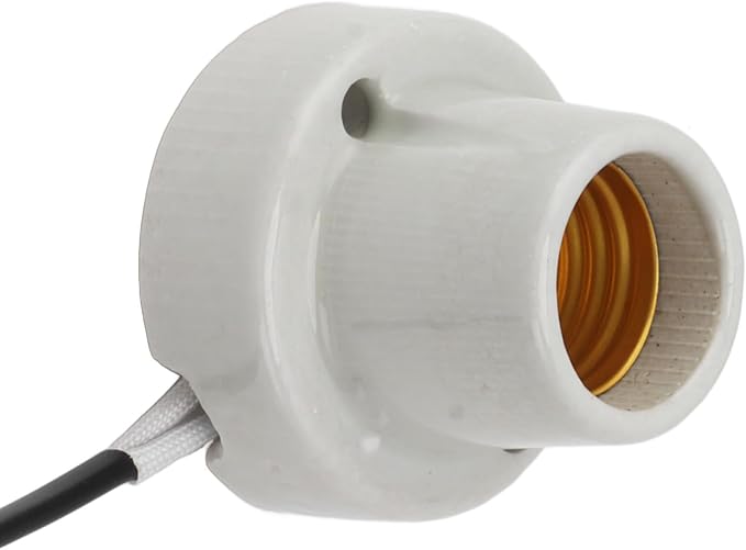 Reptile Lamp Holder Ceramic E27 Socket Reptile Heat Lamp Holder for Lizard Turtle Professional Heat Light Fixture Holder (US Plug 120V)