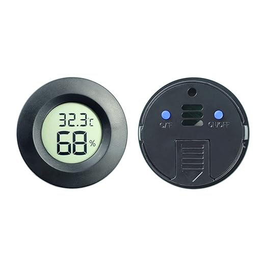 Electronic LCD Digital Thermometer Hygrometer Round Temperature Humidity Meter for Glass Container Fishtank Hygrometer Indoor Humidity for Reptiles Hygrometer Thermometer for Tank
