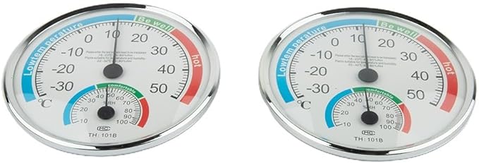 Analogue Room Climate Monitor with Temperature Humidity Gauge for Wall Mount or Stand, Indoor Use in Bathroom Sauna Nursery Bedroom Terrarium Reptile(2pcs)