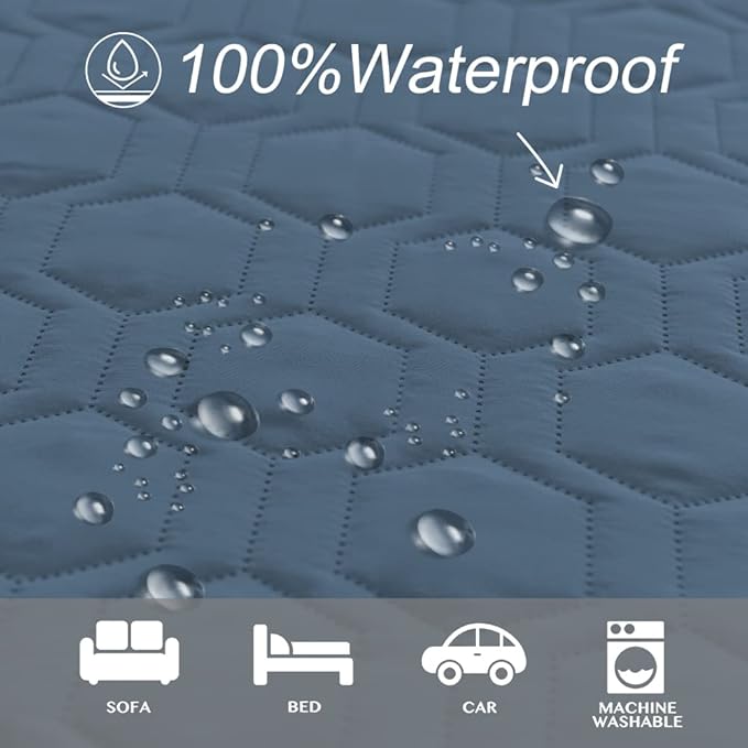 Tcksstex Waterproof and Non-Slip Dog Bed Cover and Pet Blanket Sofa Pet Bed Mat ，car Incontinence Mattress Protectors Furniture Couch Cover for Most Cats Dogs, Pets（40x50- Navy Blue）