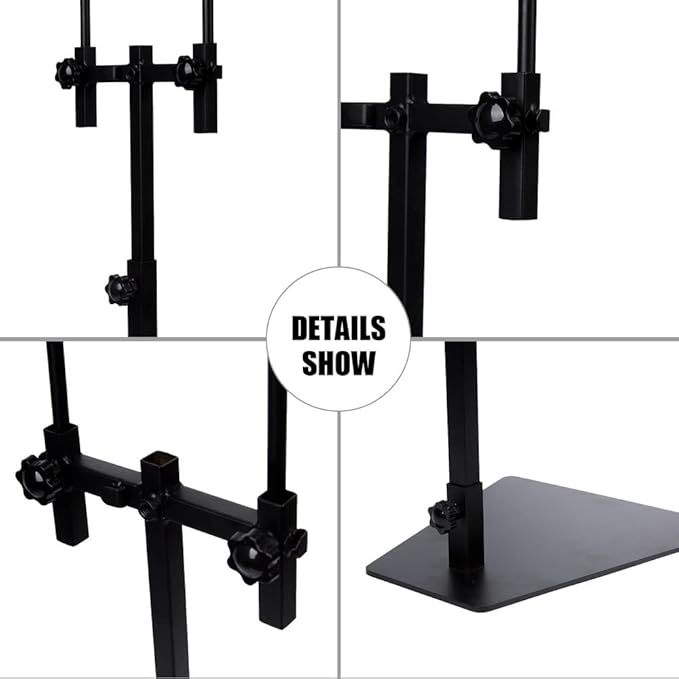 Reptile Heat Lamp Stand,Pet Lamp Holder, Adjustable Metal Floor Light Lamp Bracket Support for Reptile Small Animals or Succulent Plants Glass Terrarium(2 Hooks)