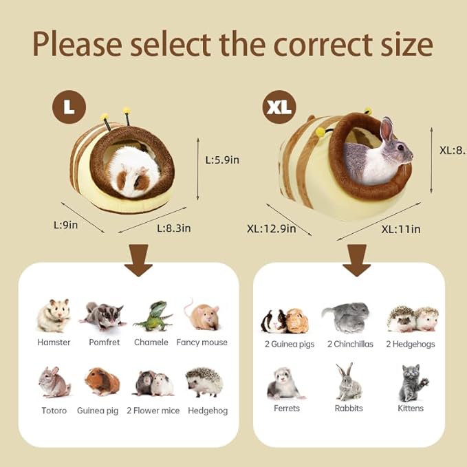 EAEDMY Guinea Pig Bed House & Hideout for Rat Bearded Dragon Hedgehog Ferret to Sleep and Hide, Guinea Pig Cage Accessories Habitat Décor (X-Large, 5.Wasp)