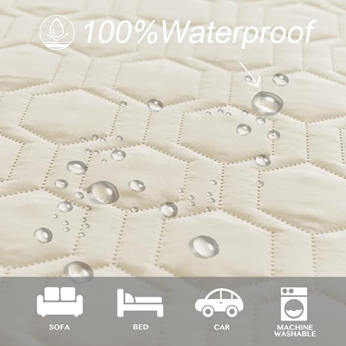 Tcksstex Waterproof and Anti-Slip Dog Bed Cover and Pet Blanket Sofa Pet Bed Mat ，car Incontinence Mattress Protectors Furniture Couch Cover for Most Cats Dogs, Pets（40x50-Ivory）
