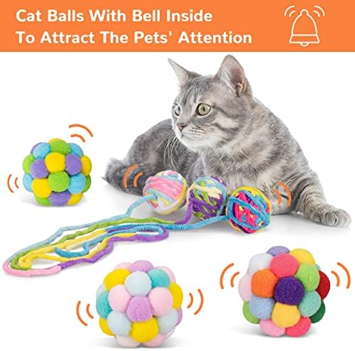 Retro Shaw Cat Toys Balls with Bells Inside, Kitten Toys Pack 6Pcs - Image 2