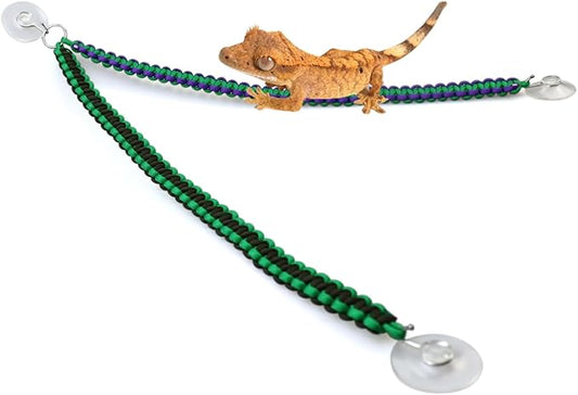 Paracord Reptile Climbing Vine Rope with Suction Cups for Crested Geckos, Chameleons, Anoles, Tree Frogs – Durable Terrarium Climbing Rope Habitat Accessory