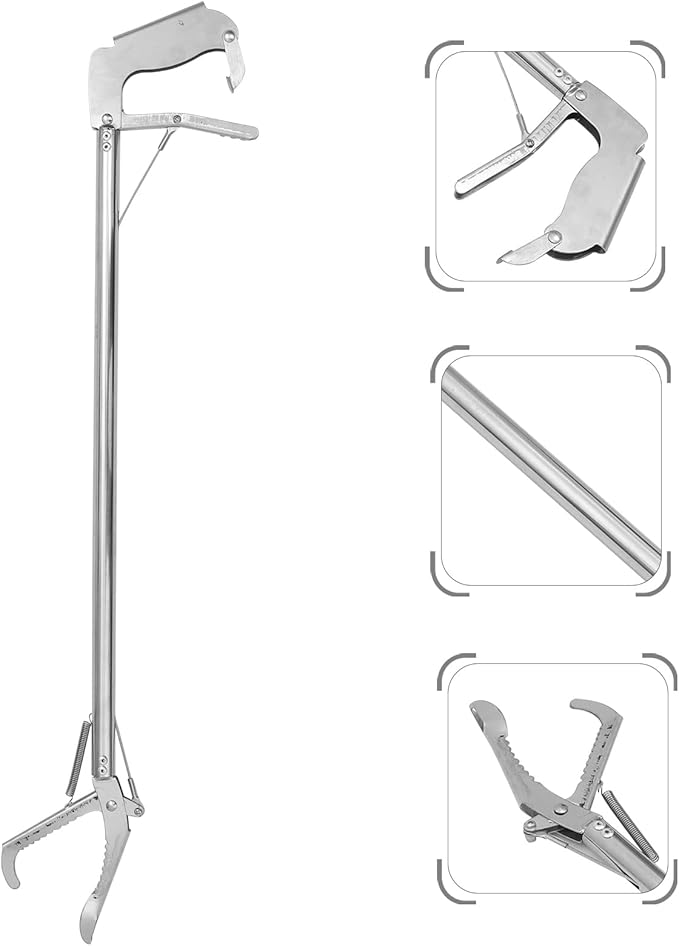 generic Folding Snake Grabber Tool 29.52 Inch Stainless Steel Snake-Proof Clip with Lock Lightweight Reptile Handling Clamp for Safe Outdoor Capture and Garden Use