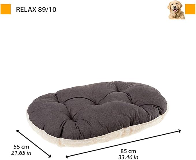 Ferplast Dog Bed Large Dog Cushion Washable Pet Mattress in Cotton with Soft Padding, 85 x 55 cm. Brown