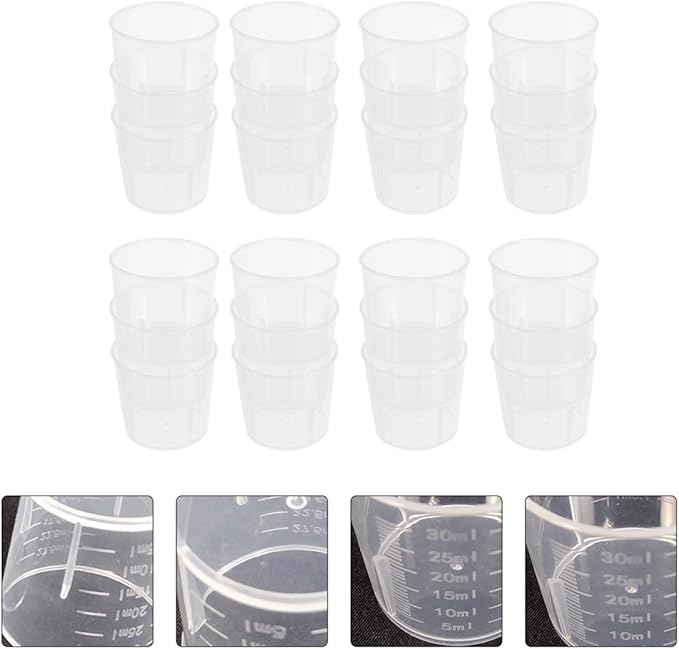 WOONEKY 100Pcs Measuring Cups for Reptile Feeding Durable Portion Cups with Scale Multi Functional Food and Water Dishes for Lizards Snakes and Pets