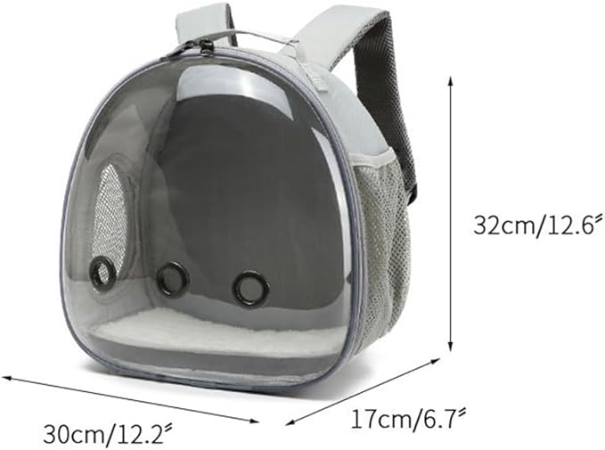 Periglo Pet Carrier Cage, Small Parrot Cage Pet Backpack, Portable Animal Carrier Travel Cage, Indoor and Outdoor Cage for Parrot, Hedgehog, Rat Parrot, Rabbit, Grey