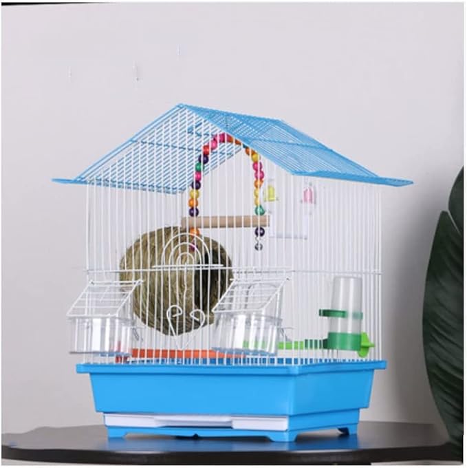 Bird Cage Metal Iron Bird Cage Portable Bird Carriers Small Ornamental House Birdcages for Small to Medium Birds Bird Nests Novel Design，Blue