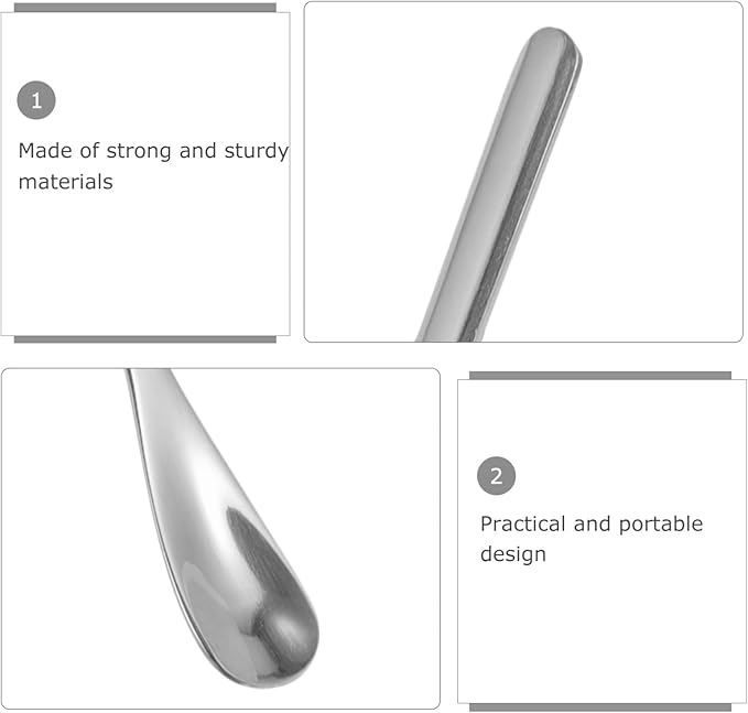 HANABASS 2pcs Sturdy Stainless Steel Feeding Spoon for Lizards Reptiles Multi-Functional Pet Food Scoops Small Lizard Food Spoon