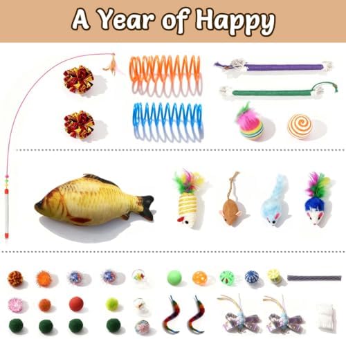 Cat Tunnel Bed with 40 Pcs Interactive Cat Toys, White - Image 5
