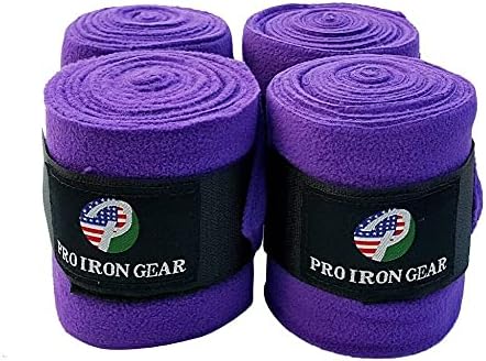 Horse Fleece Wraps Bandages/Polo Wraps/Stable Wraps Equestrian Leg Wraps Set of 4 Equestrian Boot Protection (Purple)
