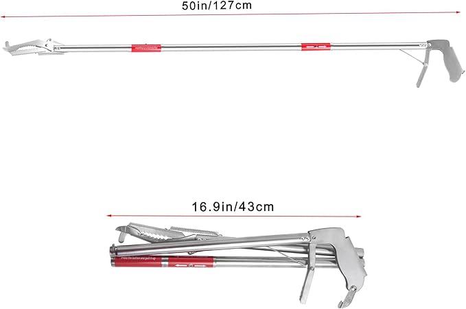 50"Snake Grabber Tool,Collapsible 3 Sections Snake Stick,Snake Tongs Only 17 in After Folding,Snake Stick Suitable for Many Scenarios，Snake Grabber Toolcan Also be Used as Reptile Tongs and Snake Hook