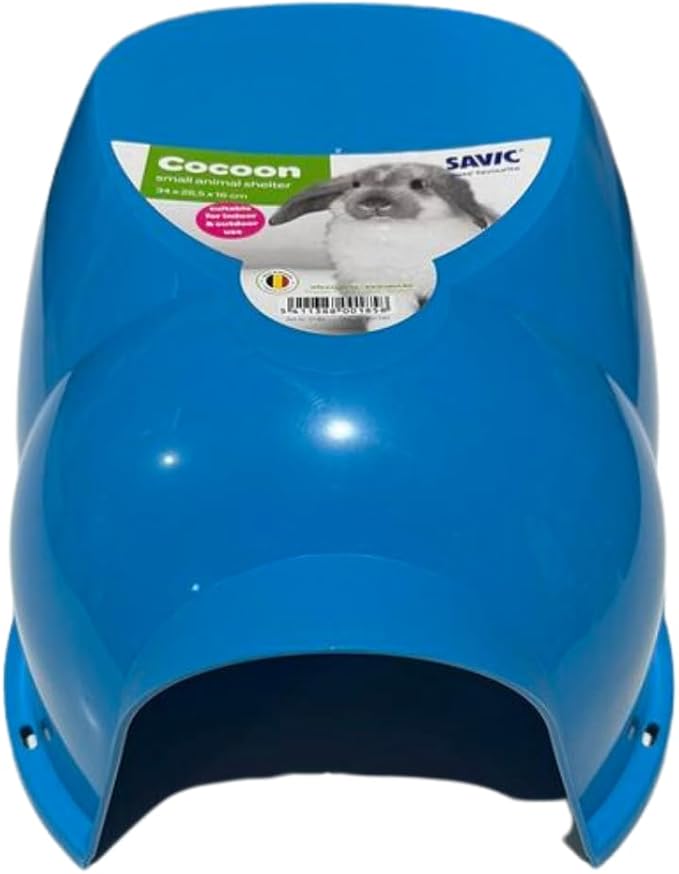 Savic Cocoon Small Animal House for Dwarf Rabbits, Guinea Pigs, Ferrets, Rats and More (Blue)