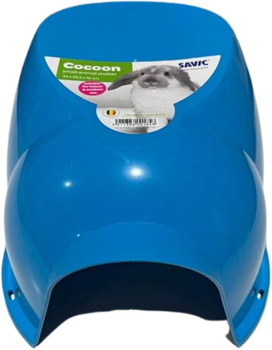 Savic Cocoon Small Animal House for Dwarf Rabbits, Guinea Pigs, Ferrets, Rats and More (Blue)