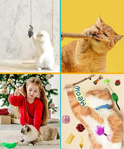 Fashion's Talk Cat Toys 50 Pcs for Indoor Cats,Interactive Door Hanging Mice Feather Toy Cat Spring Toy Cat Wand Catnip Crinkle Balls Silvervine Stick - Image 5