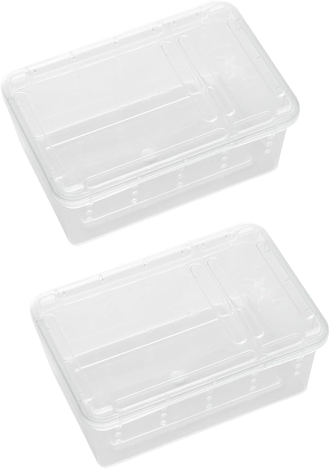 OMEM Portable Reptile Terrarium Habitat for Mini Pet Houses Breathable Holes Stackable Container (2PCS-XS)