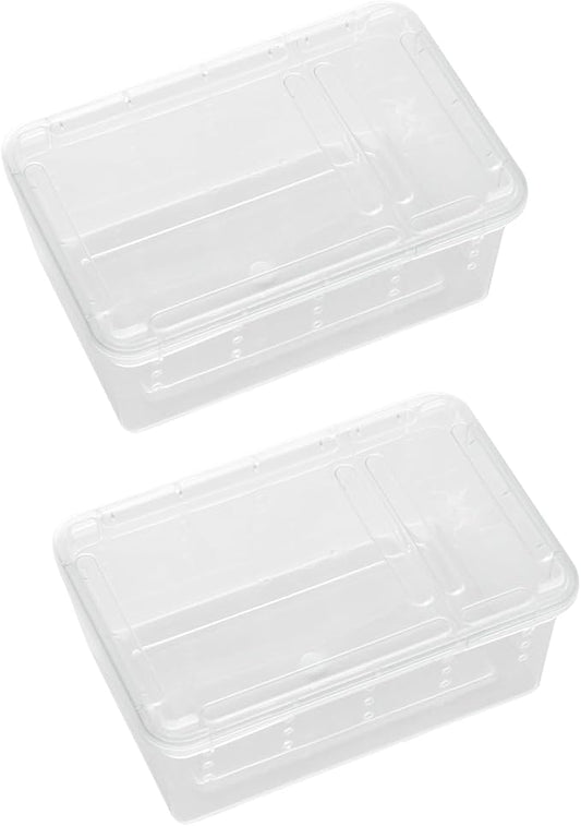 OMEM Portable Reptile Terrarium Habitat for Mini Pet Houses Breathable Holes Stackable Container (2PCS-XS)