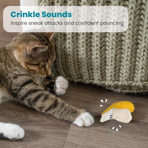Catstages Dental Banana Cat Toy with Catnip, Dental Mesh & Crinkle Sound, Interactive Kicker for Indoor Cats & Kittens, 5.3" - Image 4