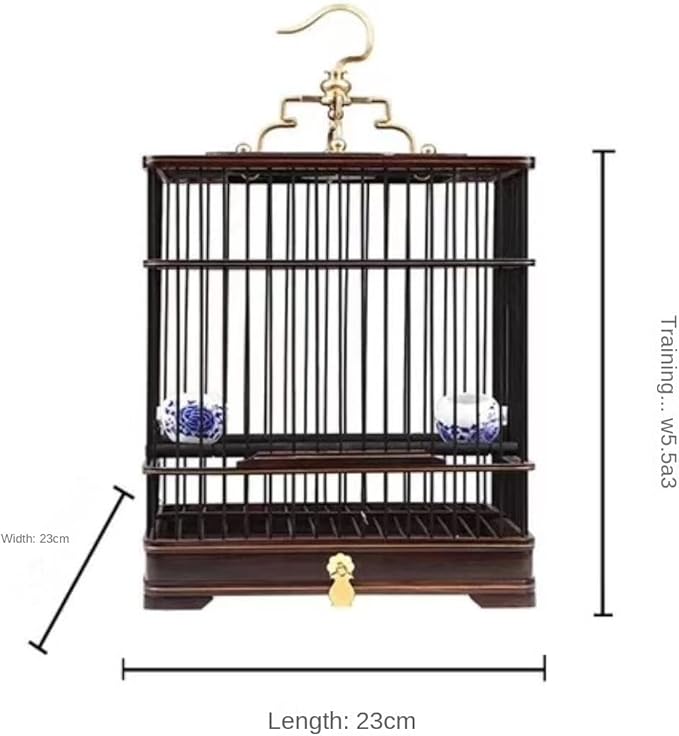Bird Cage Parrot Cage Square Bird Cage Large Vintage Birdcages Hanging Bird Carriers Portable Flight Cage Bird House Carrier Flight Birdcage(Brown)