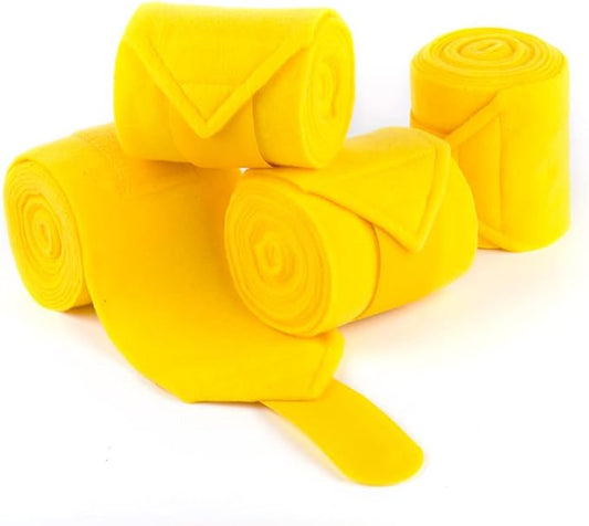 Horse Polo Wraps 2.5m Soft Fleece Polo Wraps Equestrian Leg Bandage Wrap Set of 4 Packs (Yellow - 2.5m)