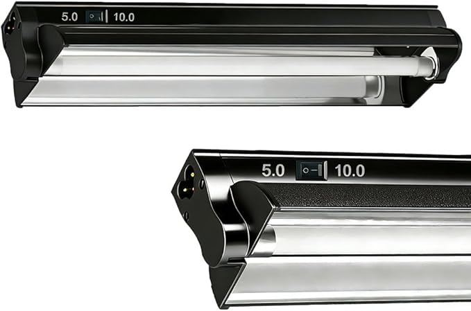 T5 HO UVB Reptile Light Fixture Combo Kit, Switchable 10.0 & 5.0 UVB Bulb, 8W Fluorescent Tube 12 Inch UVA/UVB Output Lamp for Rainforest Species and Desert Reptiles