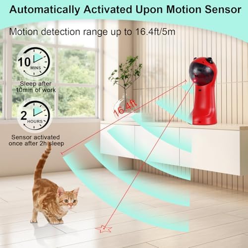 TBTeek Cat Toy, Automatic Cat Toy, 5 Fun Patterns, 4 Speed Modes (Red) - Image 3